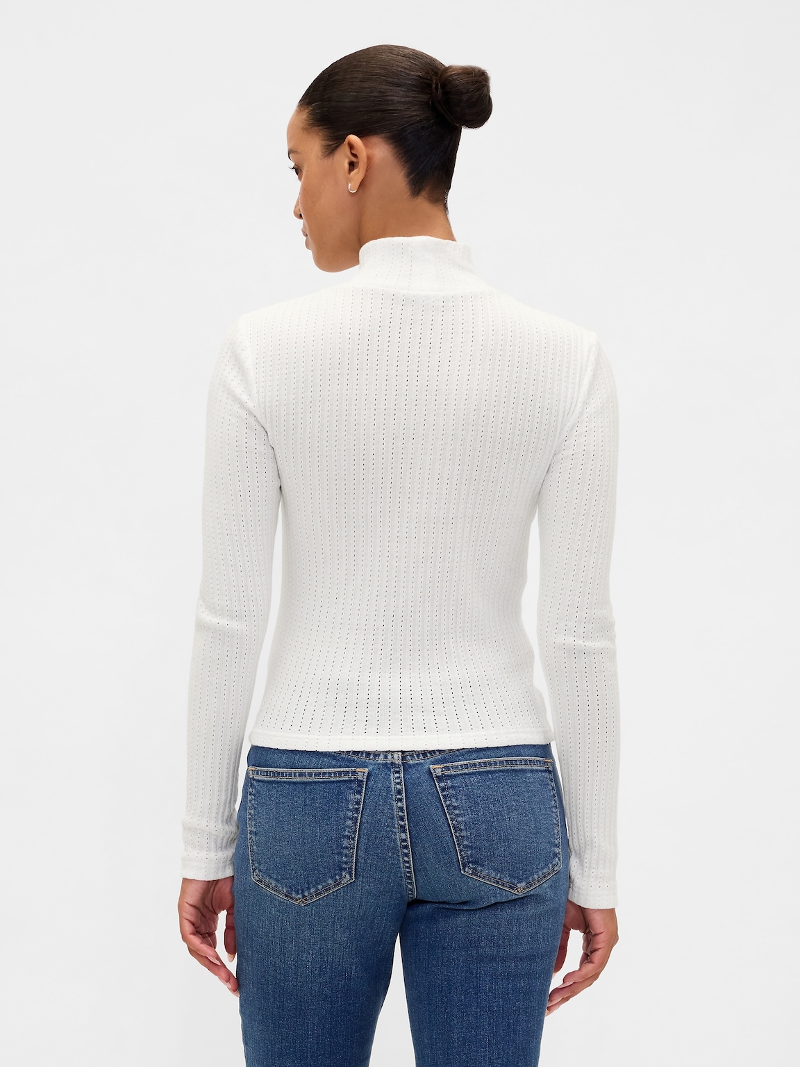 Pointelle Rib Crop Turtleneck