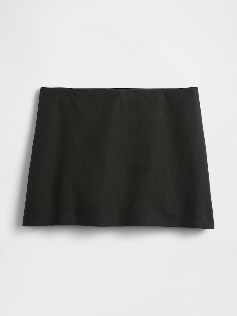 Low Rise Linen-Blend Mini Skort