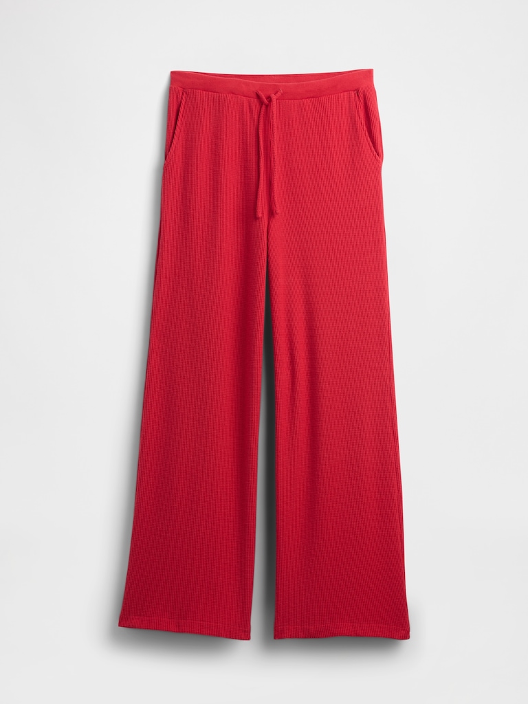 Waffle-Knit Wide-Leg PJ Pants