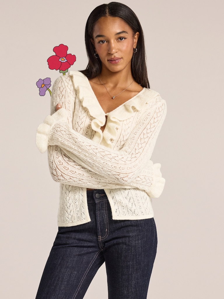 Old Navy x Anna Sui Ruffle Cardigan Sweater