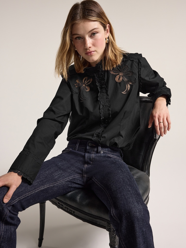 Old Navy x Anna Sui Button-Down Applique Top