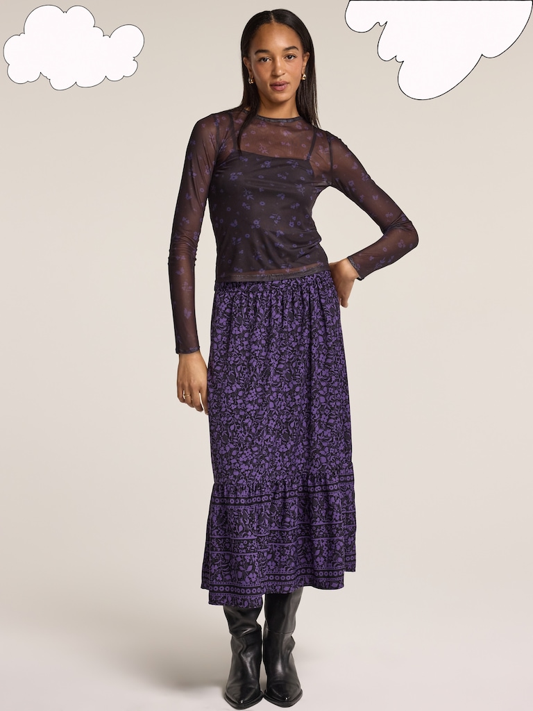 Old Navy x Anna Sui Tiered Midi Skirt