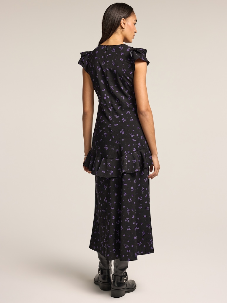 Old Navy x Anna Sui Crepe V-Neck Ruffle Maxi Dress