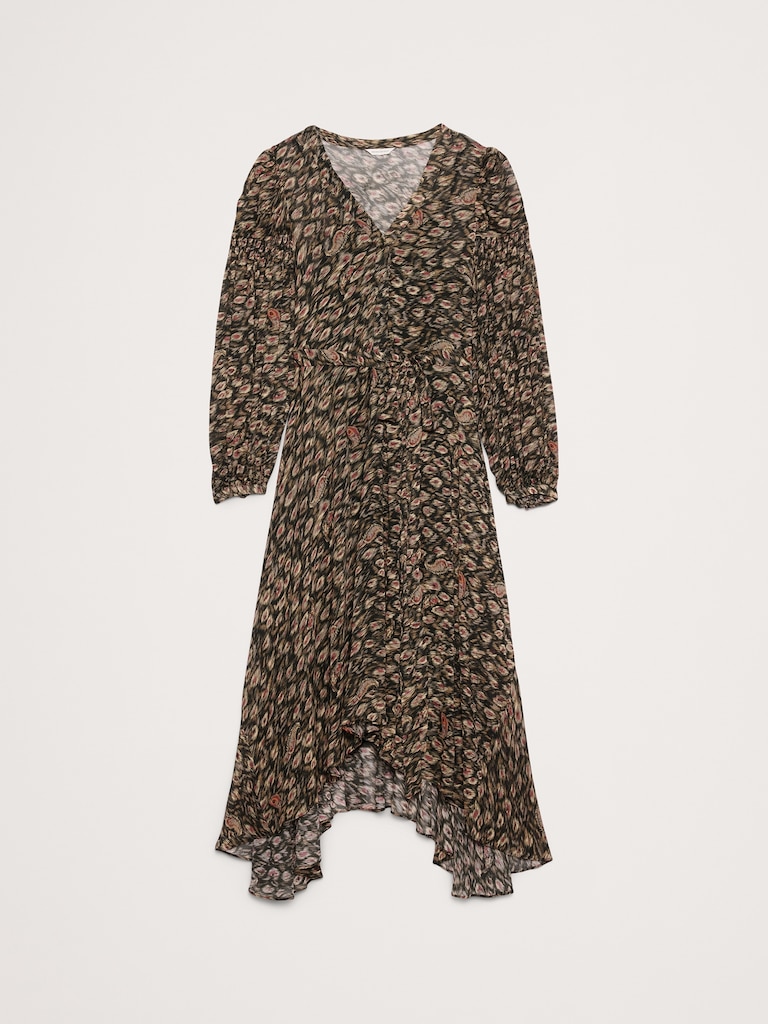 Georgette Puff-Sleeve Maxi Dress