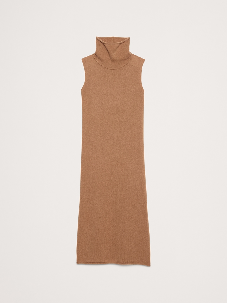 Lightweight Cashmere Turtleneck Midi Dress