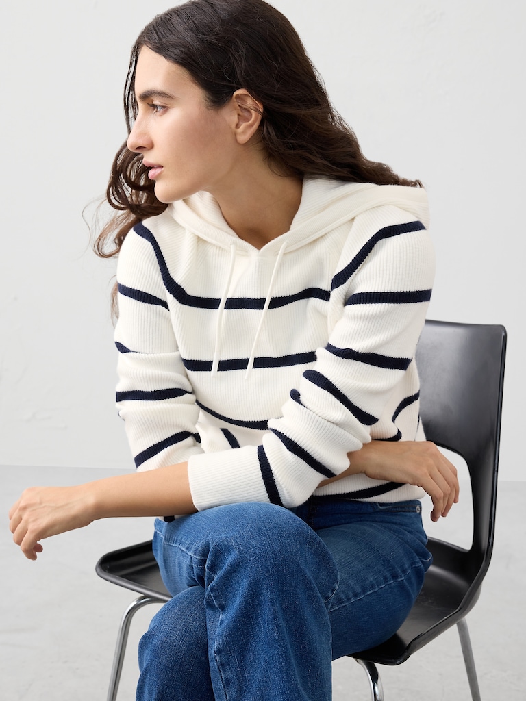 Ribbed Sweater Hoodie