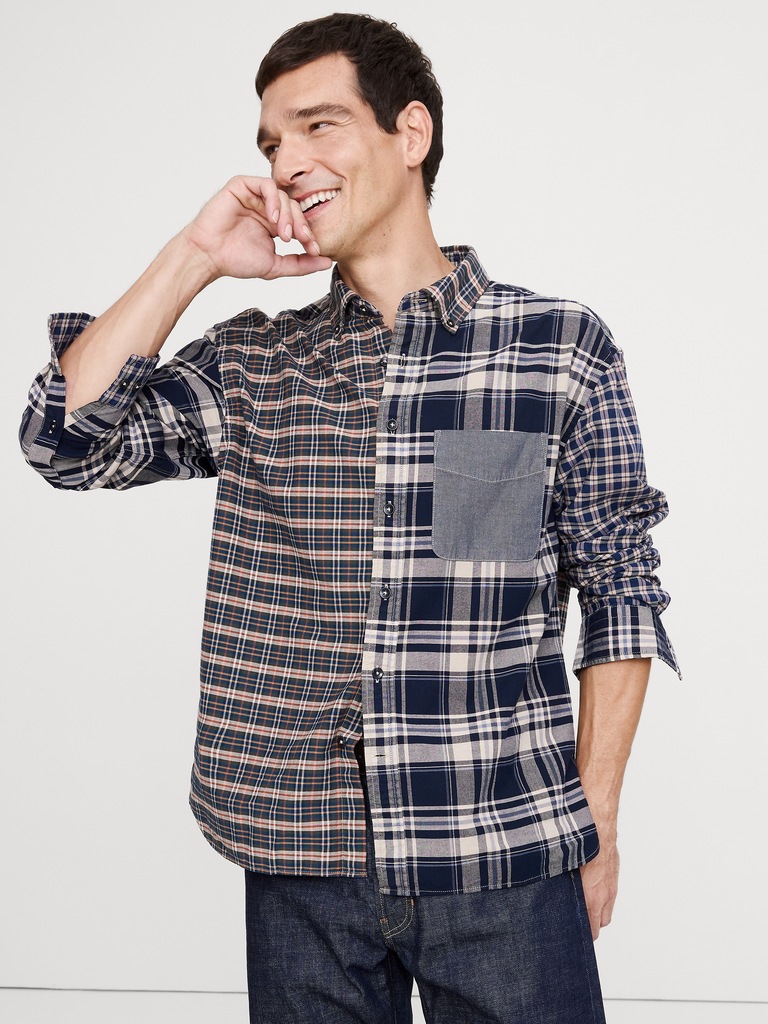 Relaxed-Fit Patchwork Oxford Shirt