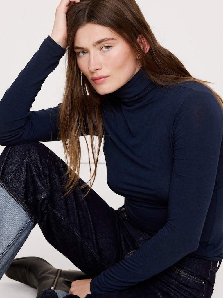 Luxe Wool-Blend Turtleneck T-Shirt