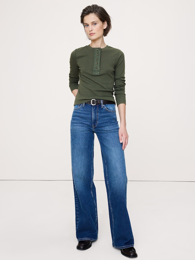 Ribbed Henley T-Shirt