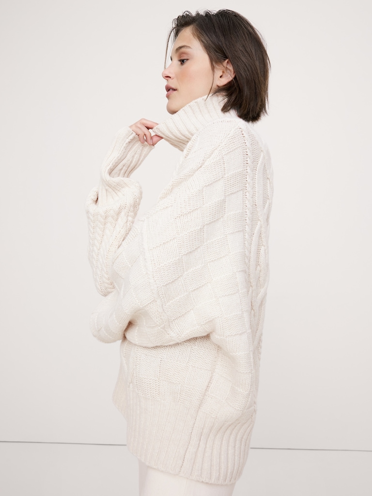 Italian Merino-Blend Mixed-Stitch Sweater