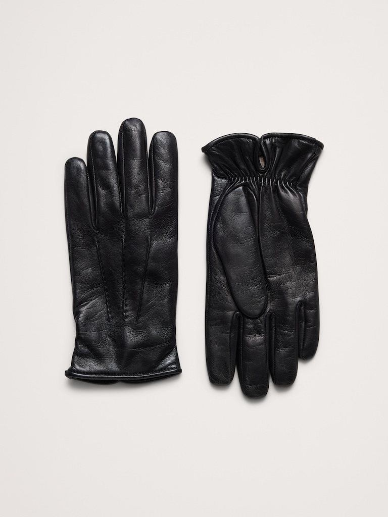 Italian Leather Cashmere-Lined Gloves