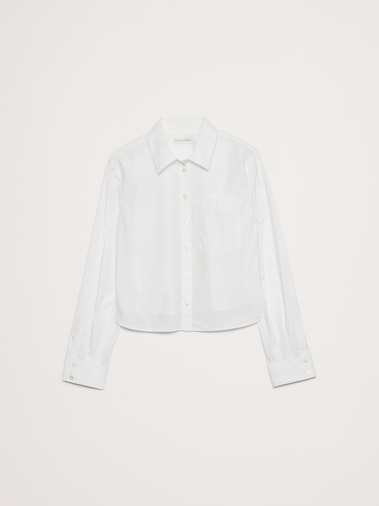 Cotton Poplin Ruffle-Back Shirt