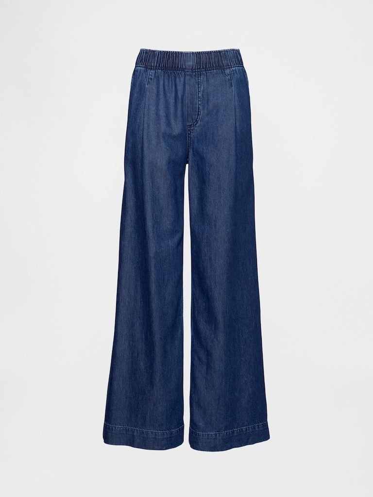 Mid Rise UltraSoft Pleated Baggy Jeans