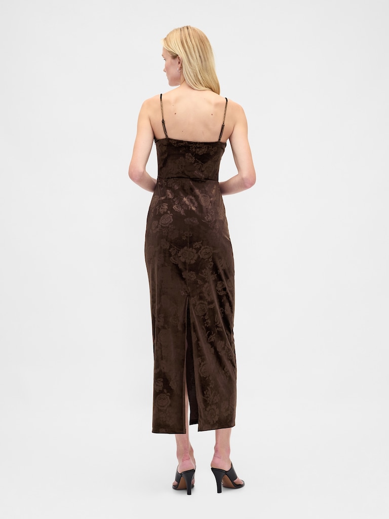 Velvet Square-Neck Maxi Dress