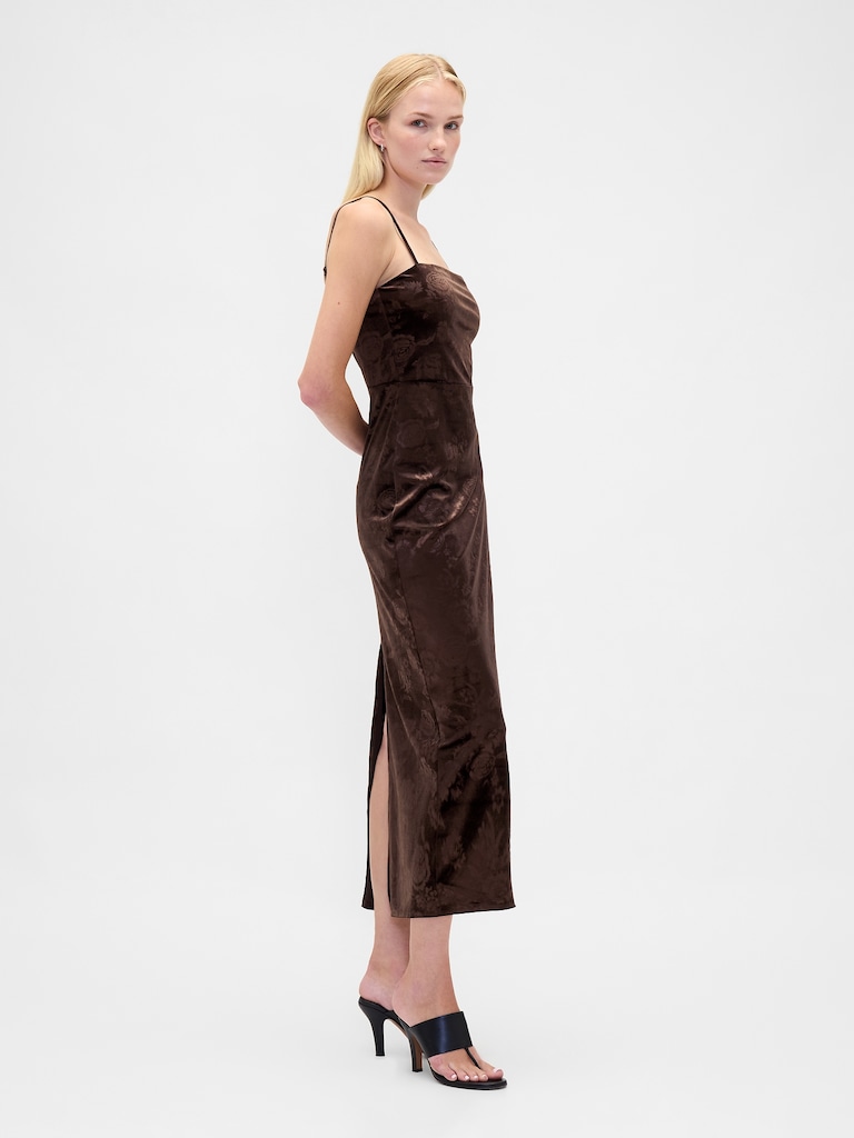 Velvet Square-Neck Maxi Dress