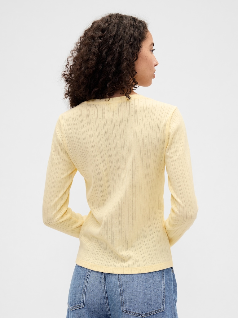 Pointelle Button-Up Top