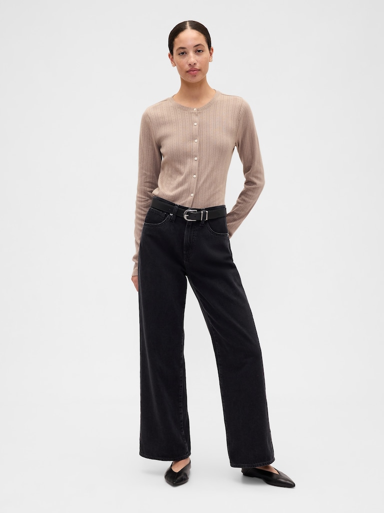 Pointelle Button-Up Top