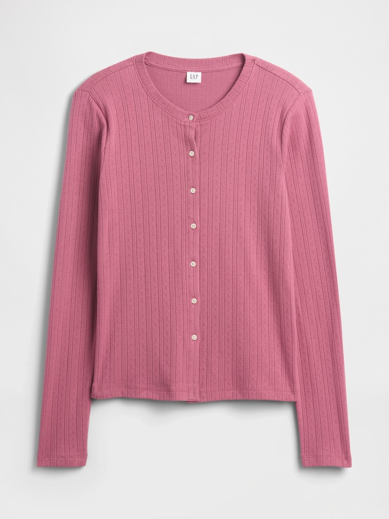 Pointelle Button-Up Top