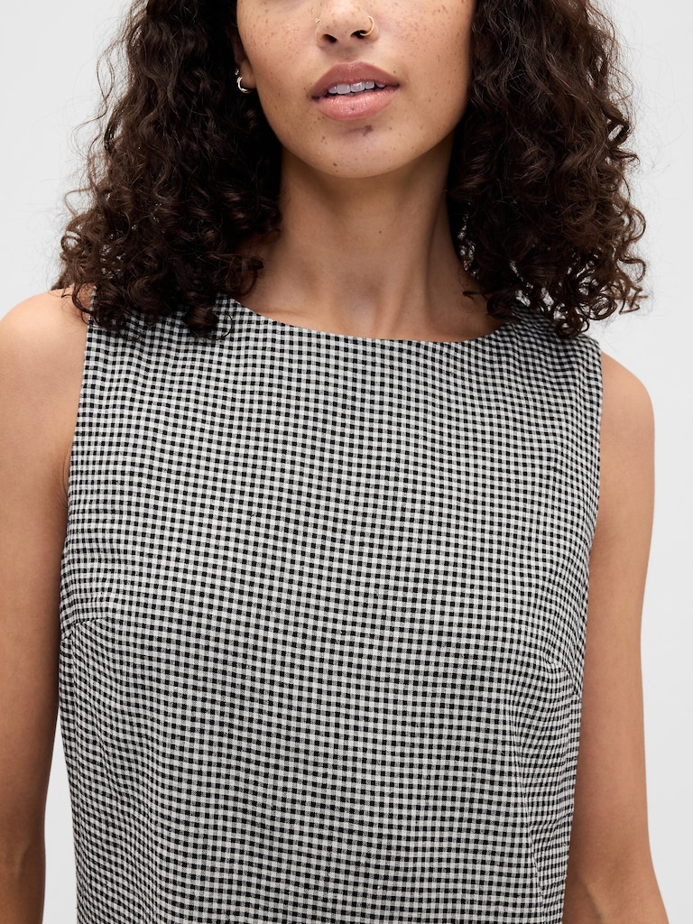 Linen-Blend Apron Mini Dress