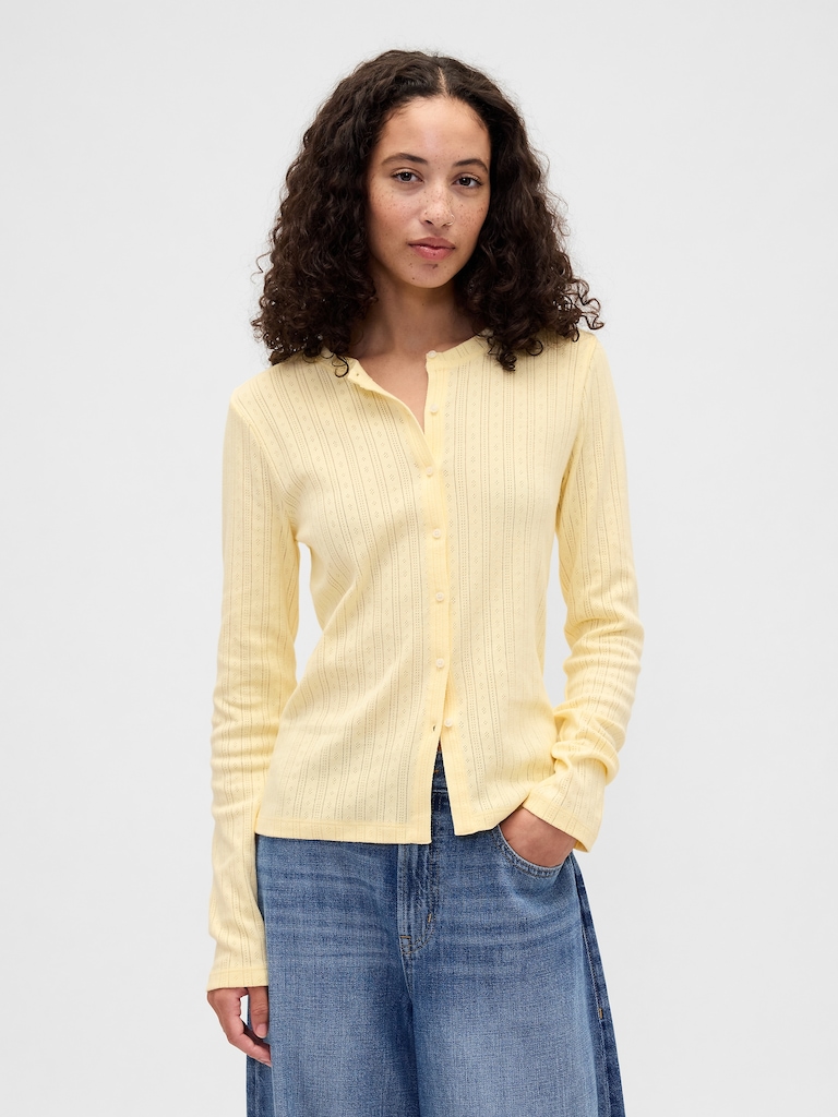 Pointelle Button-Up Top