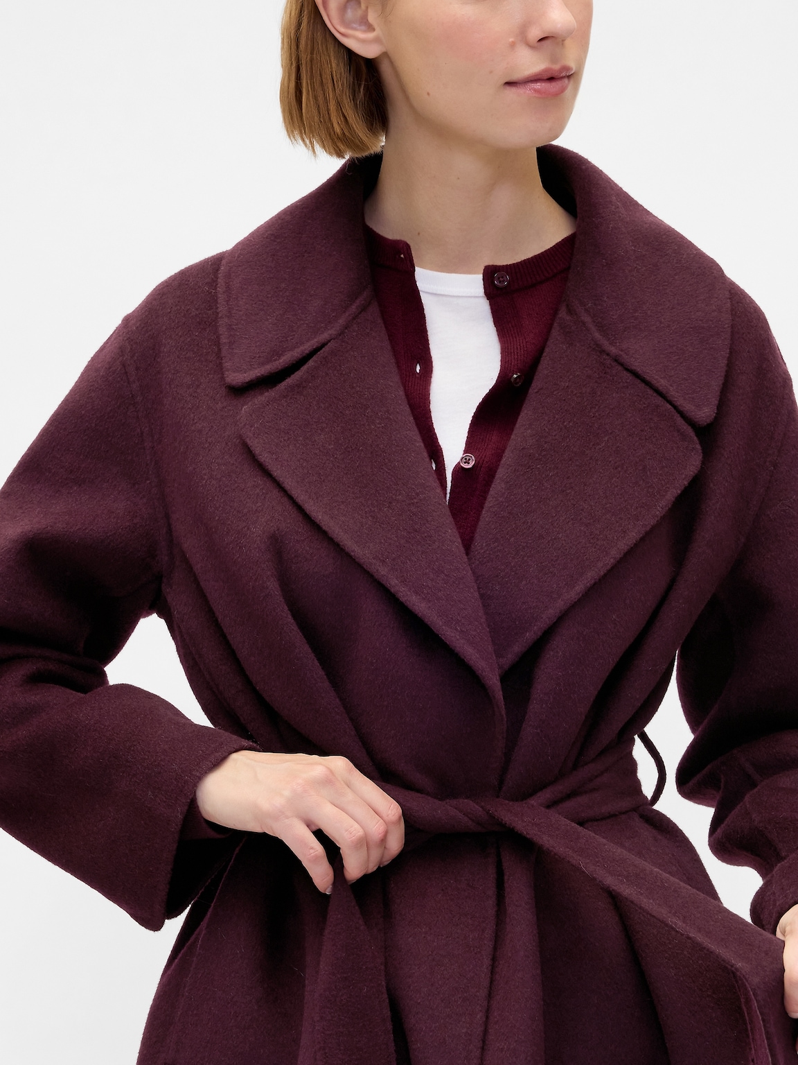 Wool-Blend Wrap Coat