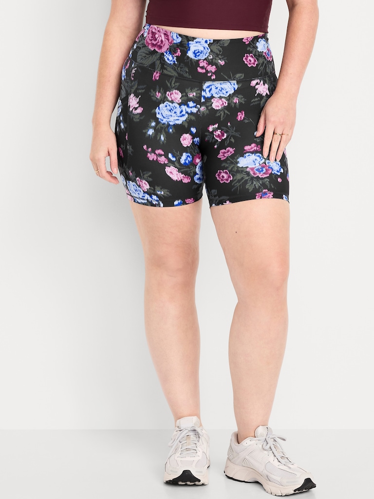 High-Waisted PowerSoft Pocket Biker Shorts -- 6-inch inseam