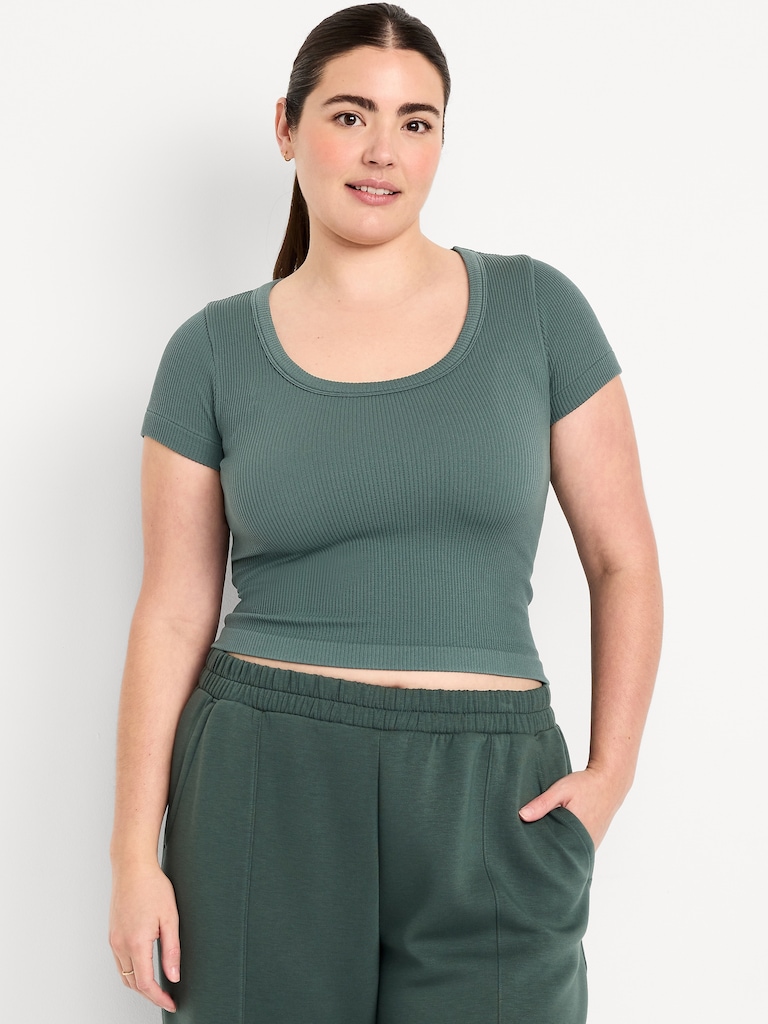 Exhale Seamless Cropped Rib T-Shirt