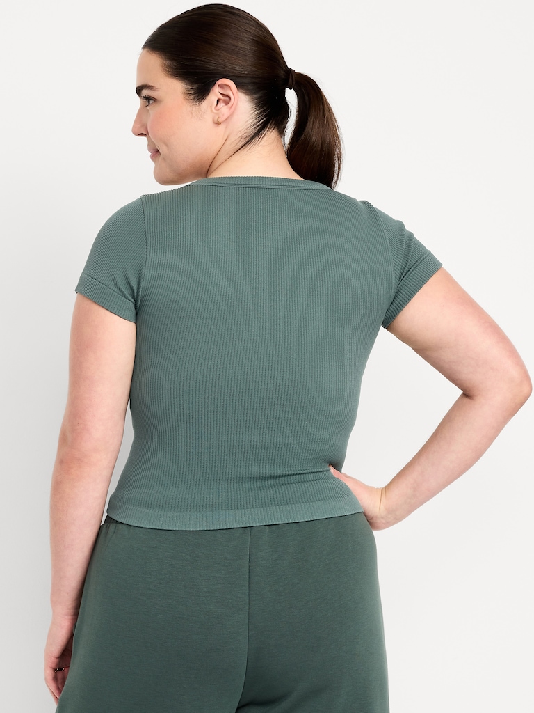 Exhale Seamless Cropped Rib T-Shirt