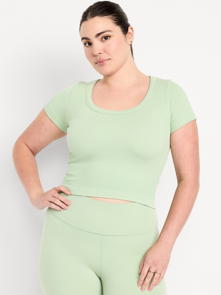 Exhale Seamless Cropped Rib T-Shirt