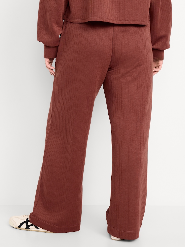 High-Waisted Bounce Fleece Quilted Wide-Leg Sweatpants