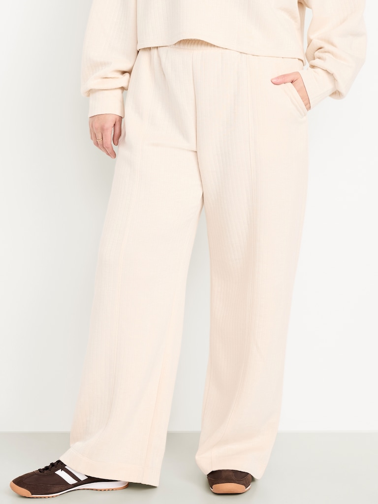 High-Waisted Bounce Fleece Quilted Wide-Leg Sweatpants
