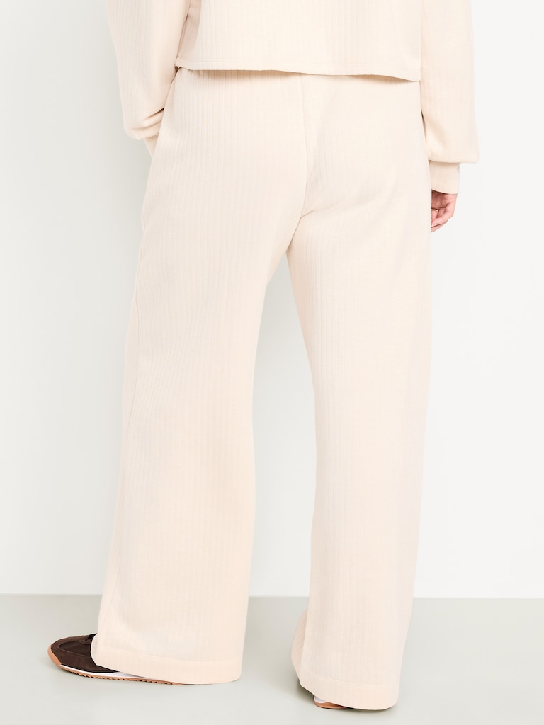 High-Waisted Bounce Fleece Quilted Wide-Leg Sweatpants