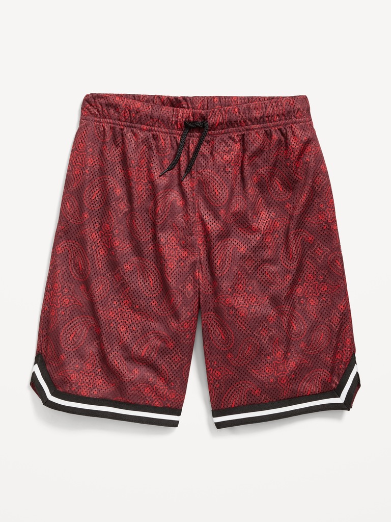Printed Mesh Basketball Shorts for Boys (At Knee)