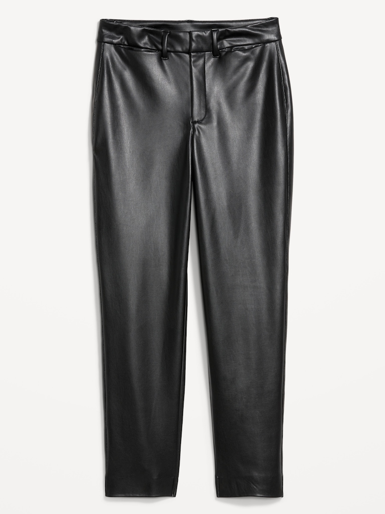 High-Waisted Faux-Leather Pixie Straight Pants