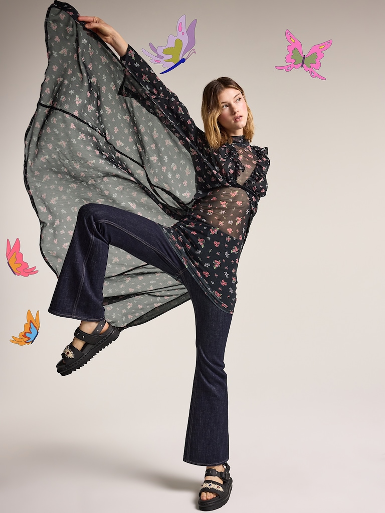 Old Navy x Anna Sui Chiffon Tie-Front Duster