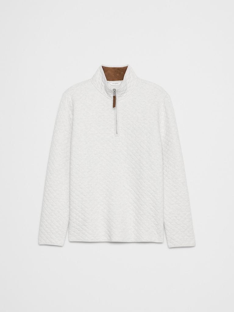 Quilted Knit Quarter-Zip Pullover