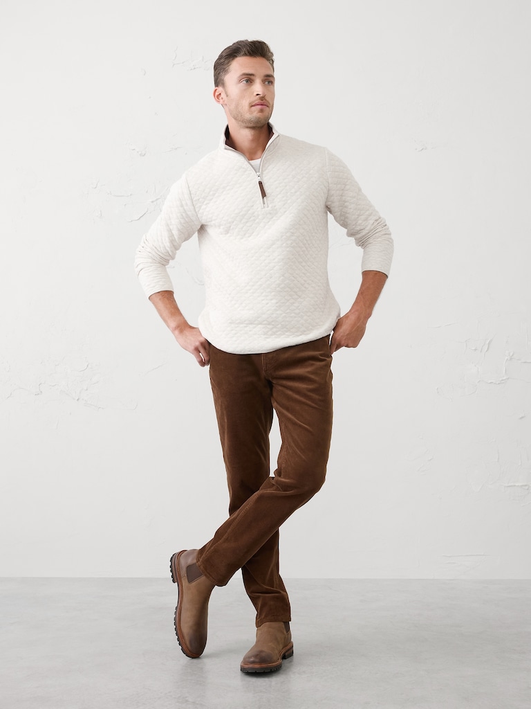 Quilted Knit Quarter-Zip Pullover