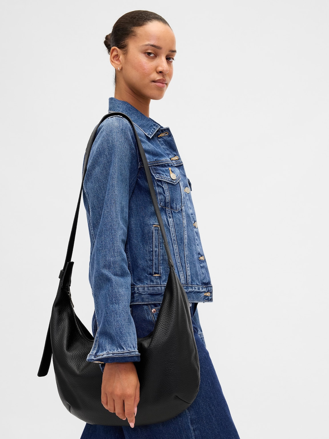 Vegan Pebble Leather Slouchy Crossbody Bag