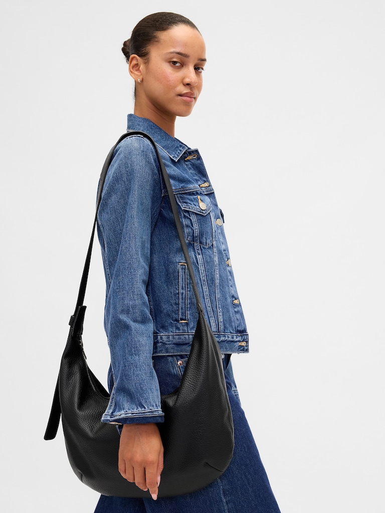 Vegan Pebble Leather Slouchy Crossbody Bag