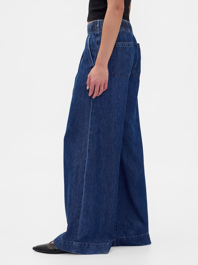 Mid Rise UltraSoft Pleated Baggy Jeans