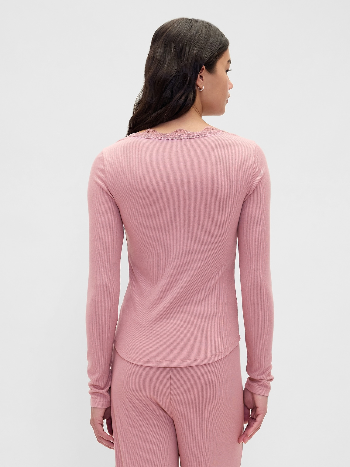 Mini Rib Lace-Trim PJ Top