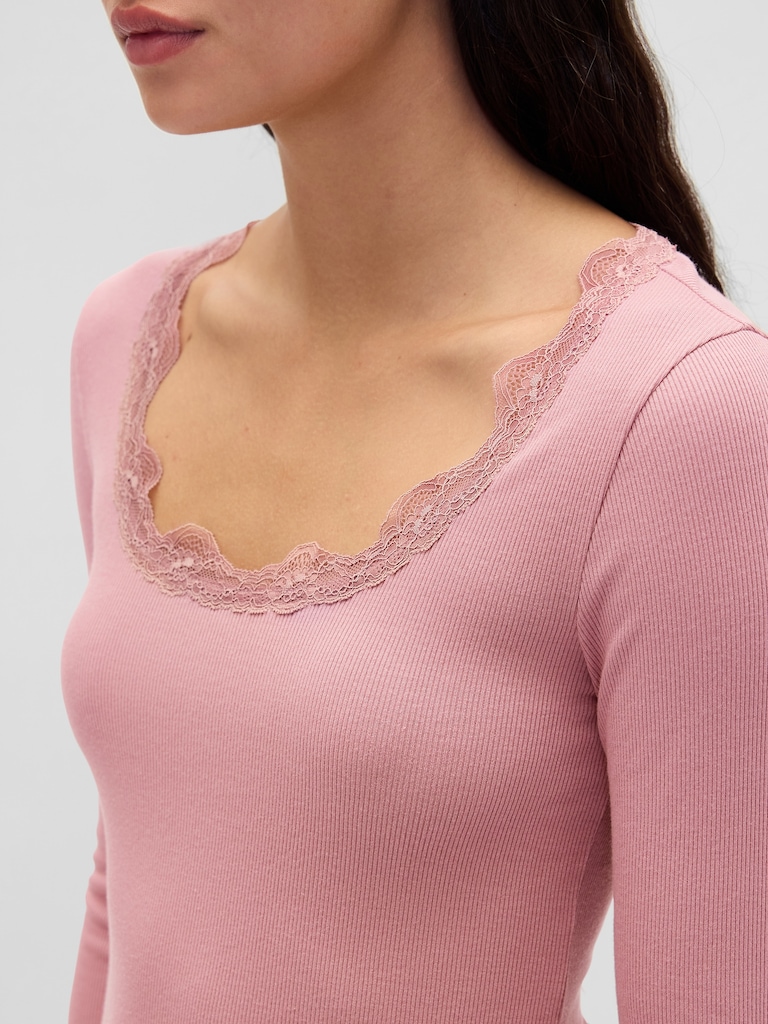 Mini Rib Lace-Trim PJ Top