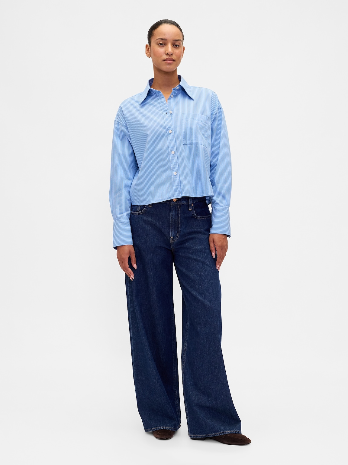 Organic Cotton Straight-Hem Crop Shirt