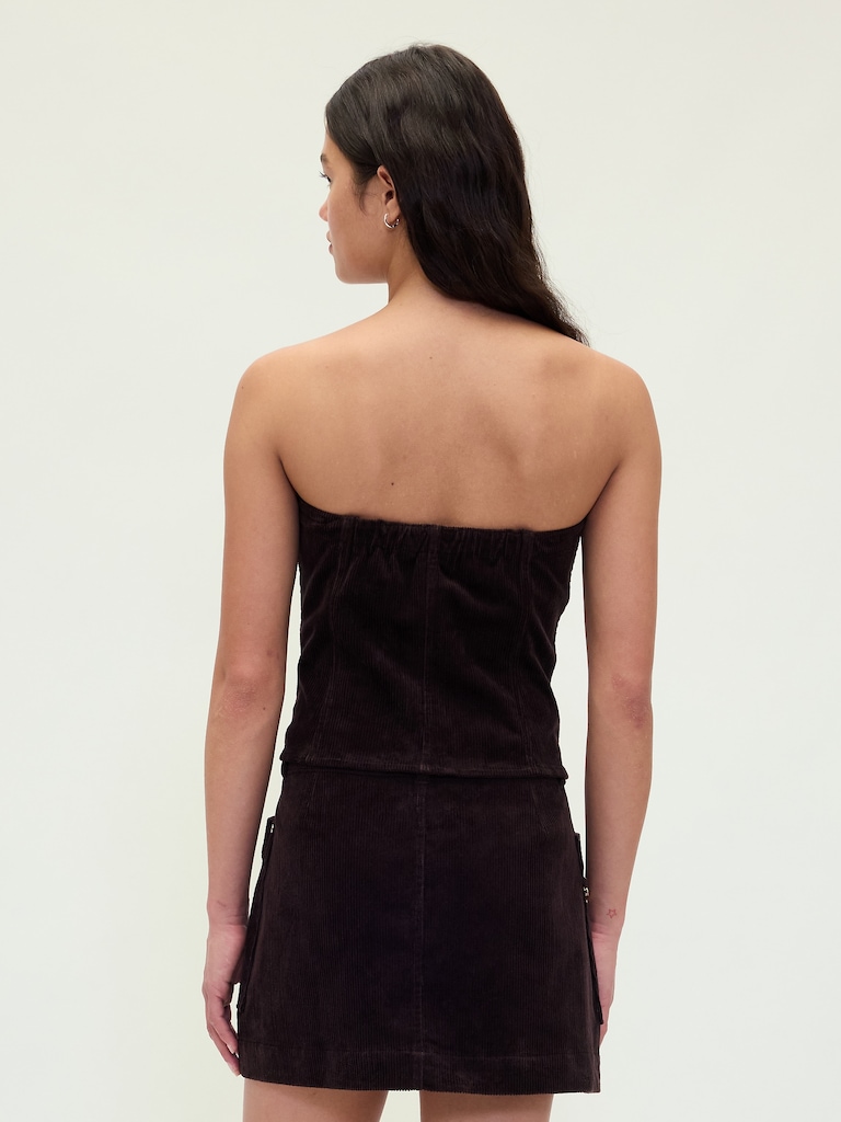 Corduroy Strapless Crop Vest