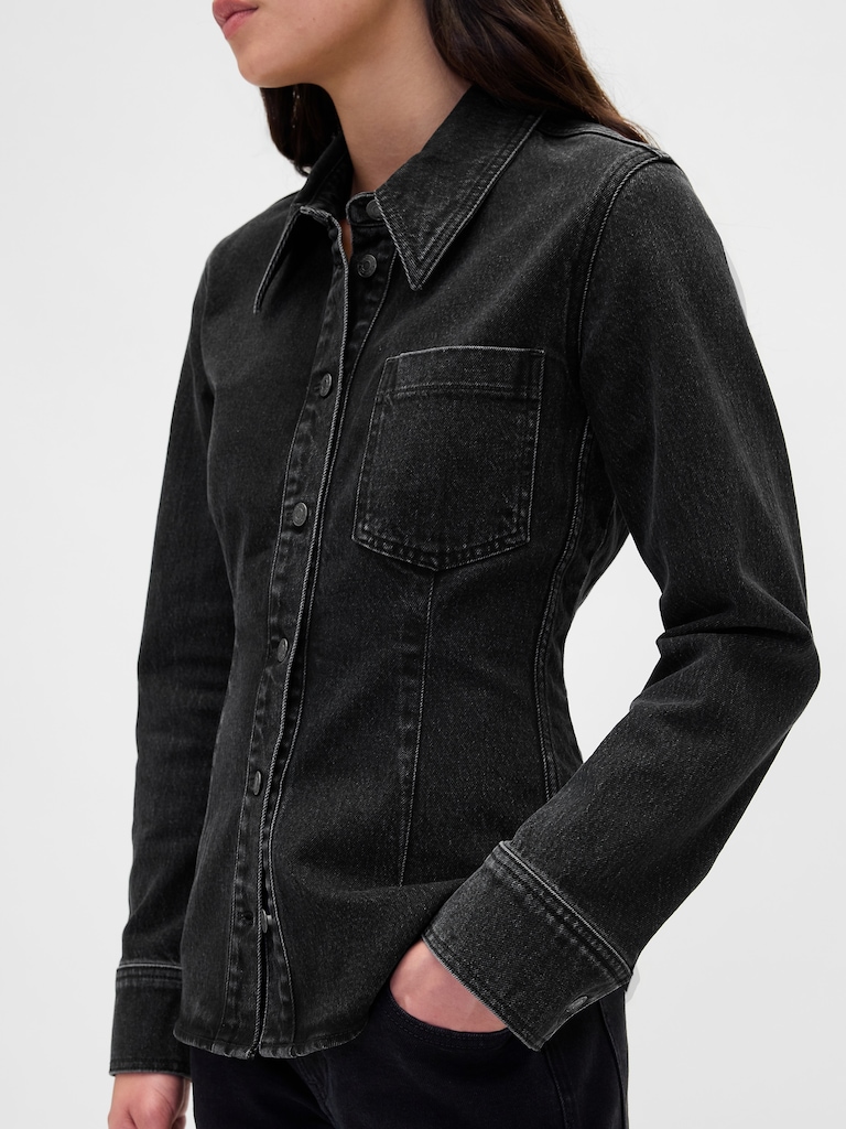 Denim Cinch-Seam Shirt