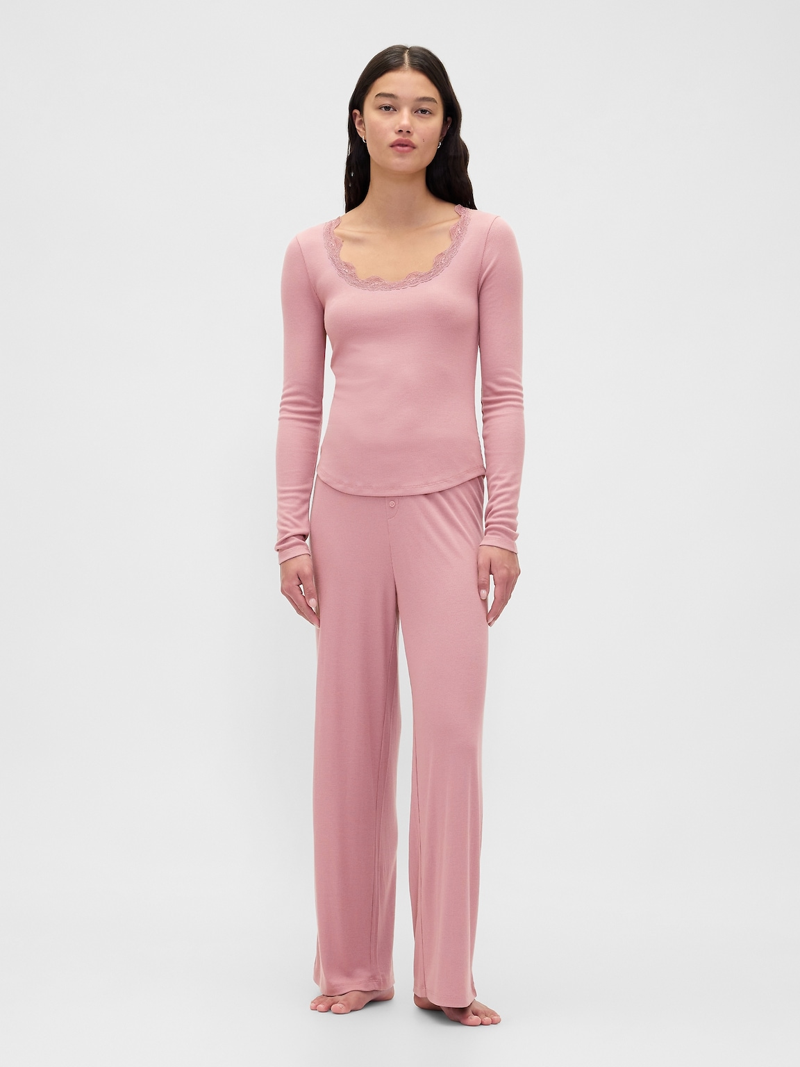 Mini Rib Wide-Leg PJ Pants