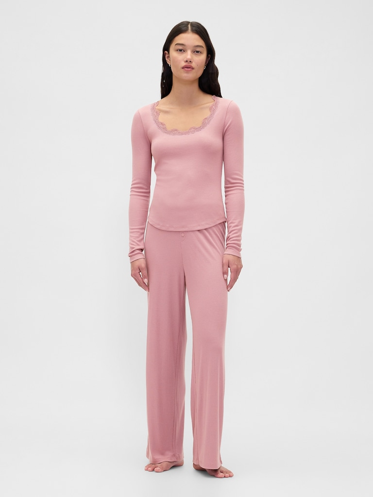Mini Rib Wide-Leg PJ Pants