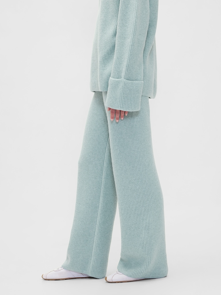 CashSoft Shaker-Stitch Sweater Pants