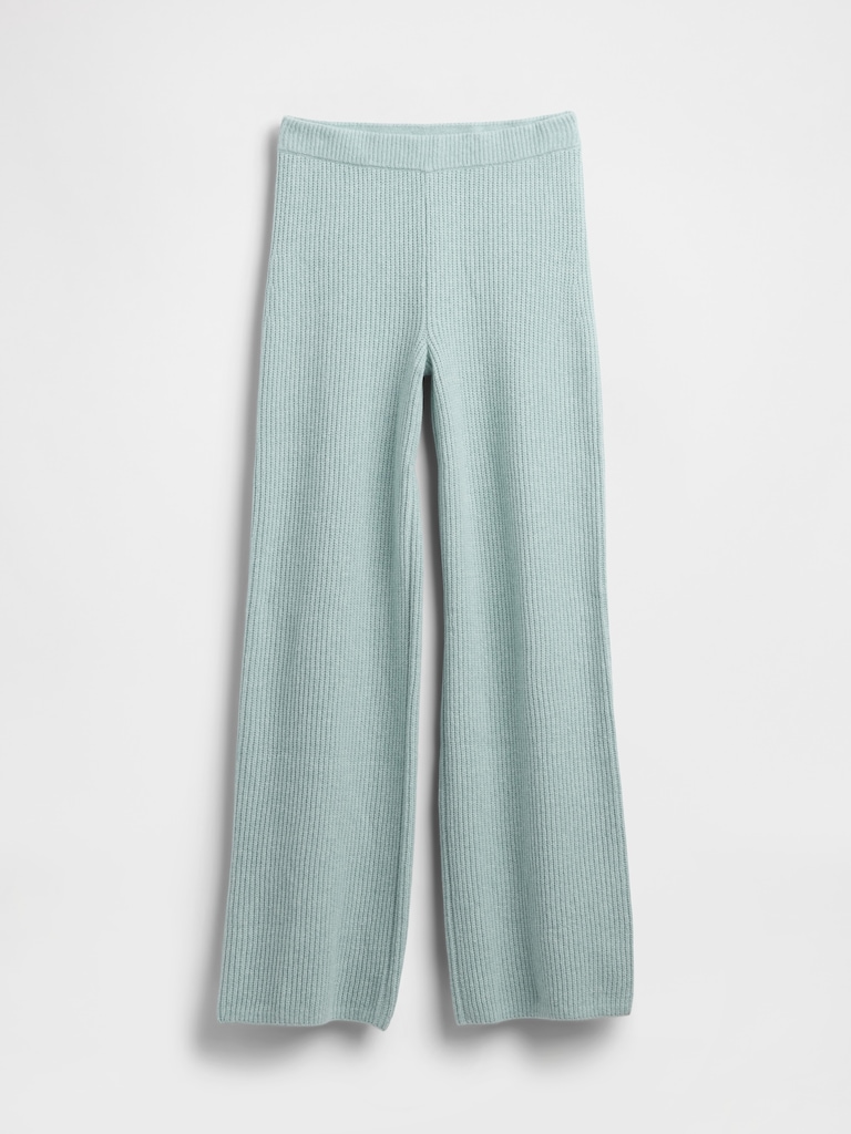 CashSoft Shaker-Stitch Sweater Pants