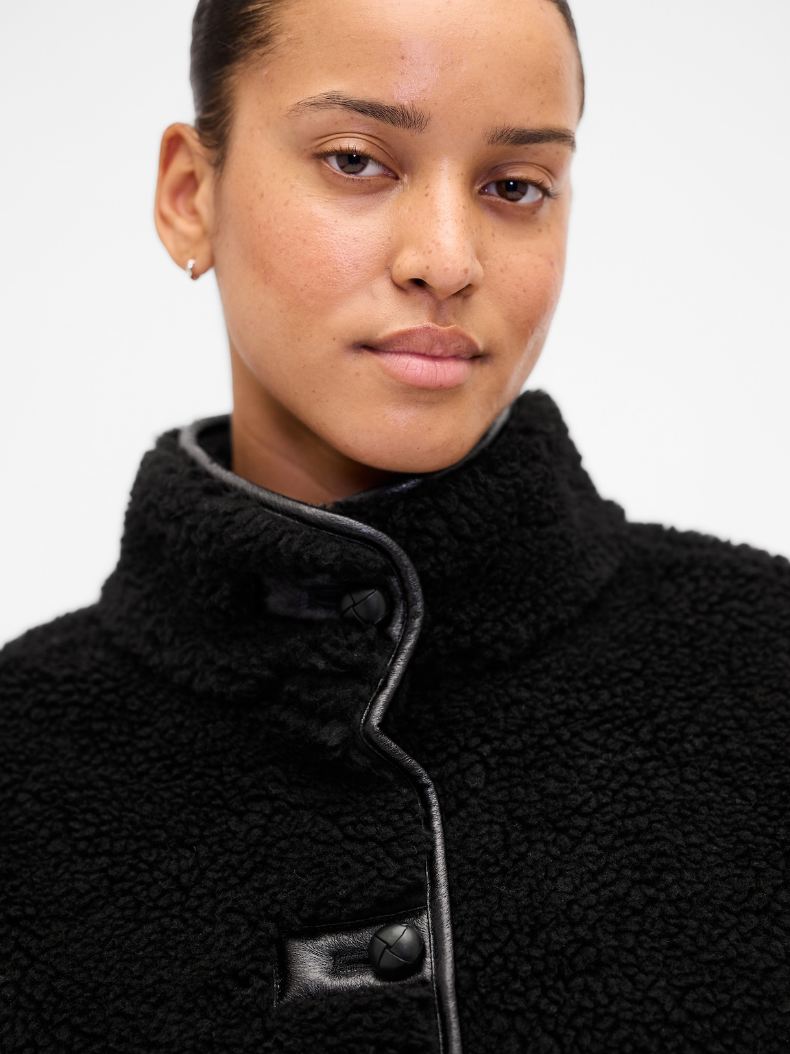 Recycled Sherpa & Vegan Leather-Trim Jacket